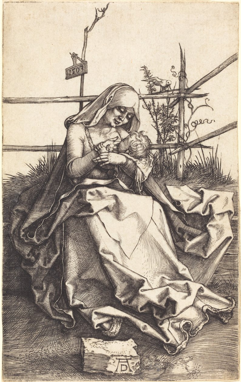 Jomfruen og barnet på en græsbænk af Albrecht Dürer