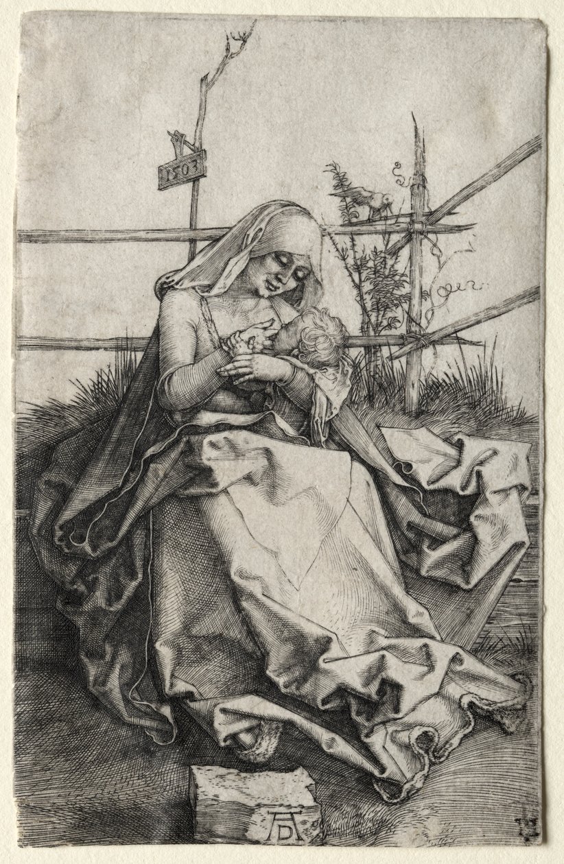 Jomfruen og barnet på en græsbænk af Albrecht Dürer