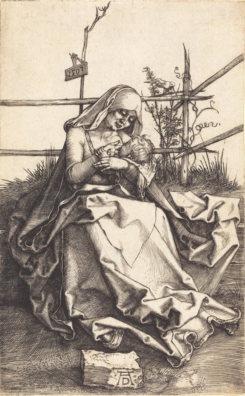 Jomfruen og barnet på en græsbænk, 1503. af Albrecht Dürer
