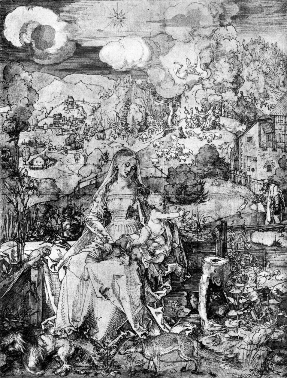 Jomfruen og mange dyr, 1505, 1936 af Albrecht Dürer