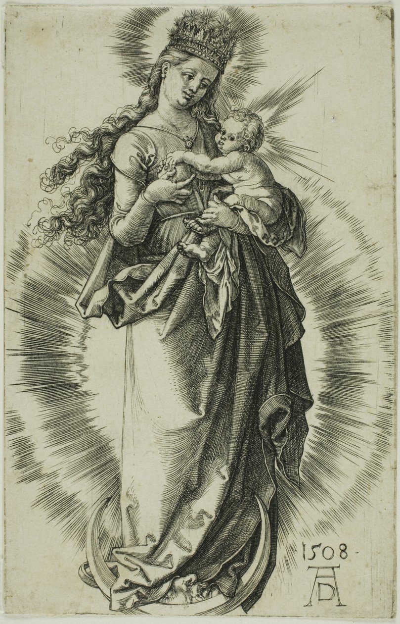 Jomfruen på Halvmånen med en krone af stjerner af Albrecht Dürer