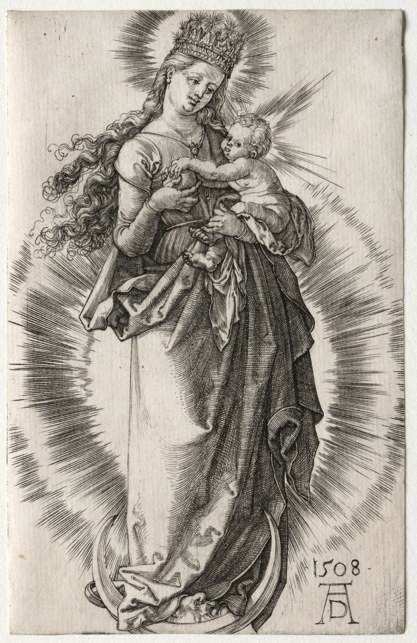 Jomfruen med en stjernekrone, 1508. af Albrecht Dürer