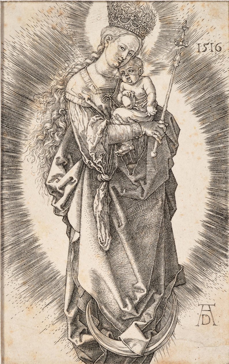 Jomfruen med en krone af stjerner og et scepter, 1516. af Albrecht Dürer