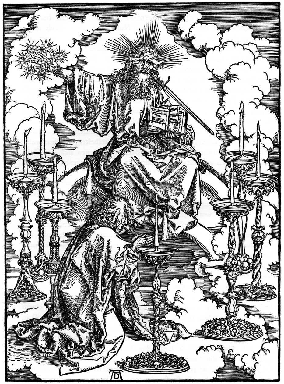 Visionen om de syv lysestager fra apokalypsen, 1498, 1936 af Albrecht Dürer