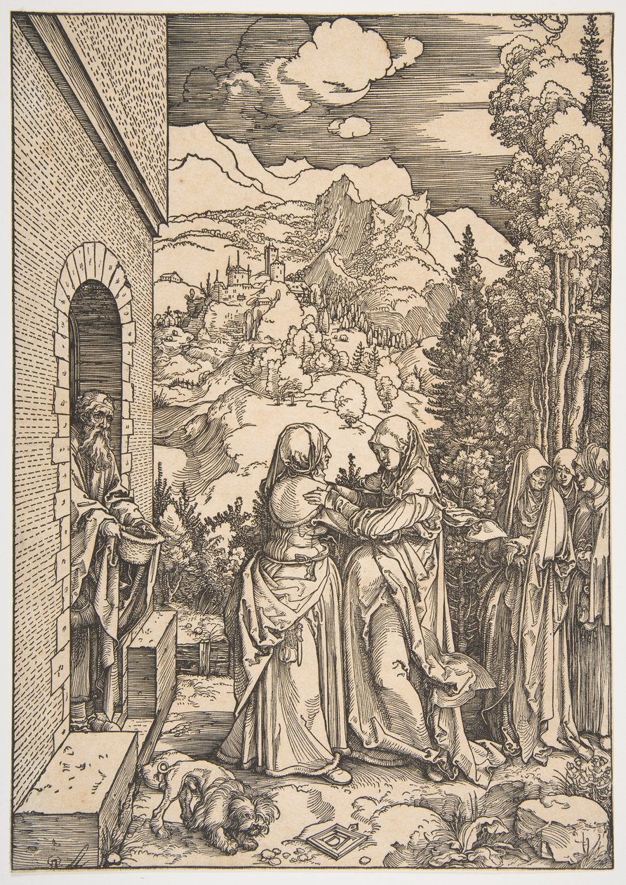 Marias besøg hos Elisabeth, fra «Jomfru Marias liv» af Albrecht Dürer