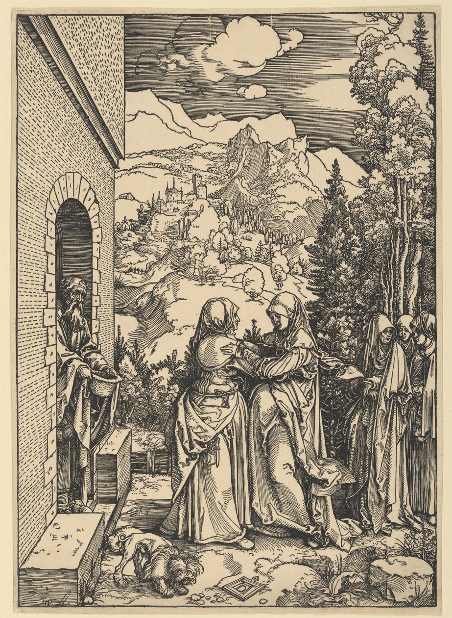 Marias besøg hos Elisabeth, fra Jomfru Marias liv af Albrecht Dürer