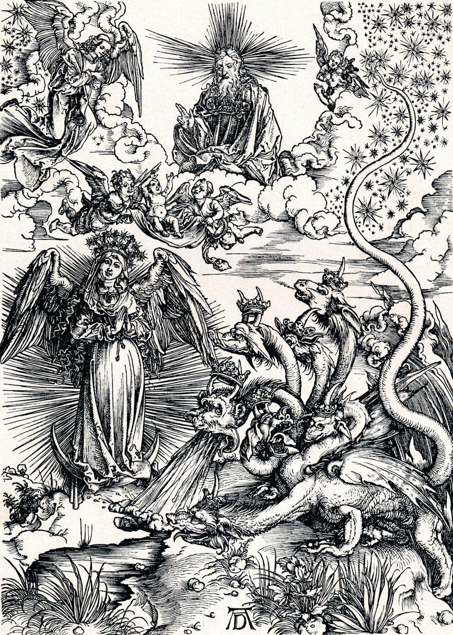 Kvinden iklædt solen og den syvhovedede drage, 1498 1906 af Albrecht Dürer
