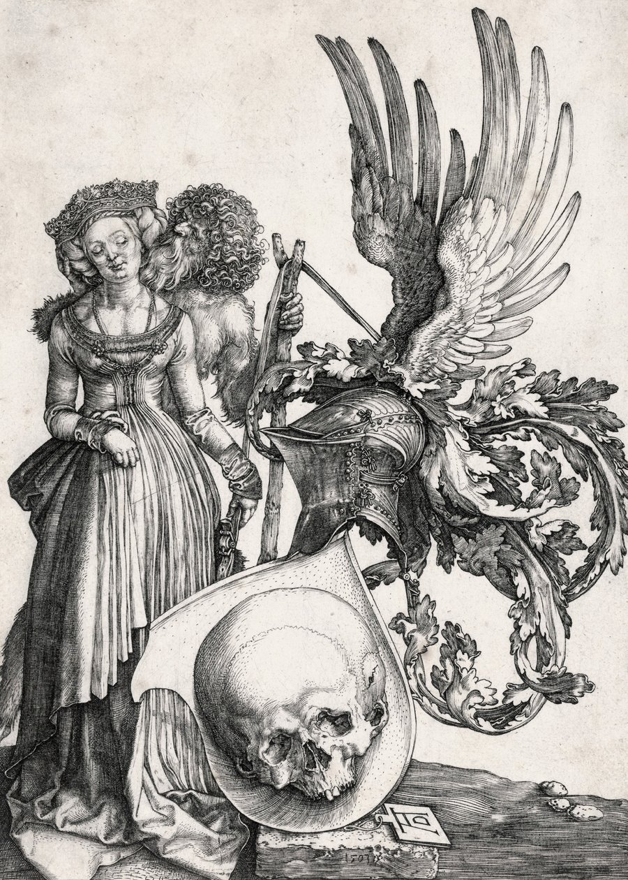 Våbenskjoldet med kraniet, 1503. af Albrecht Dürer