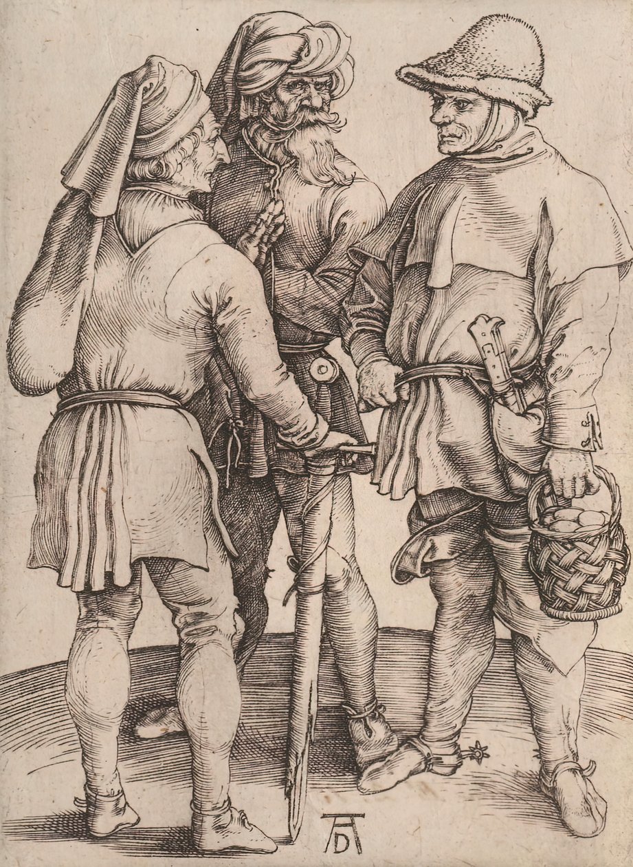 Tre bønder i samtale, 1497-1498. af Albrecht Dürer