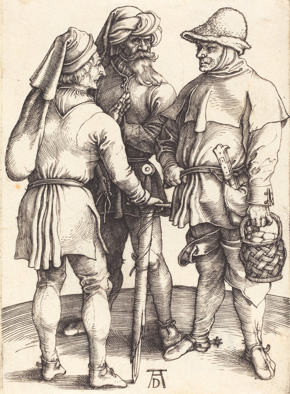 Tre bønder i samtale, ca. 1497. af Albrecht Dürer