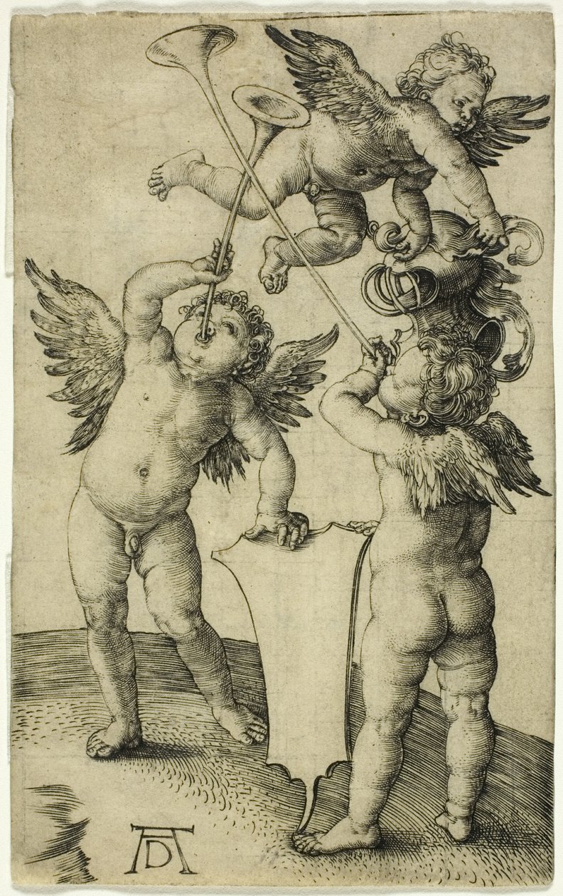 Tre putti med skjold og hjelm af Albrecht Dürer