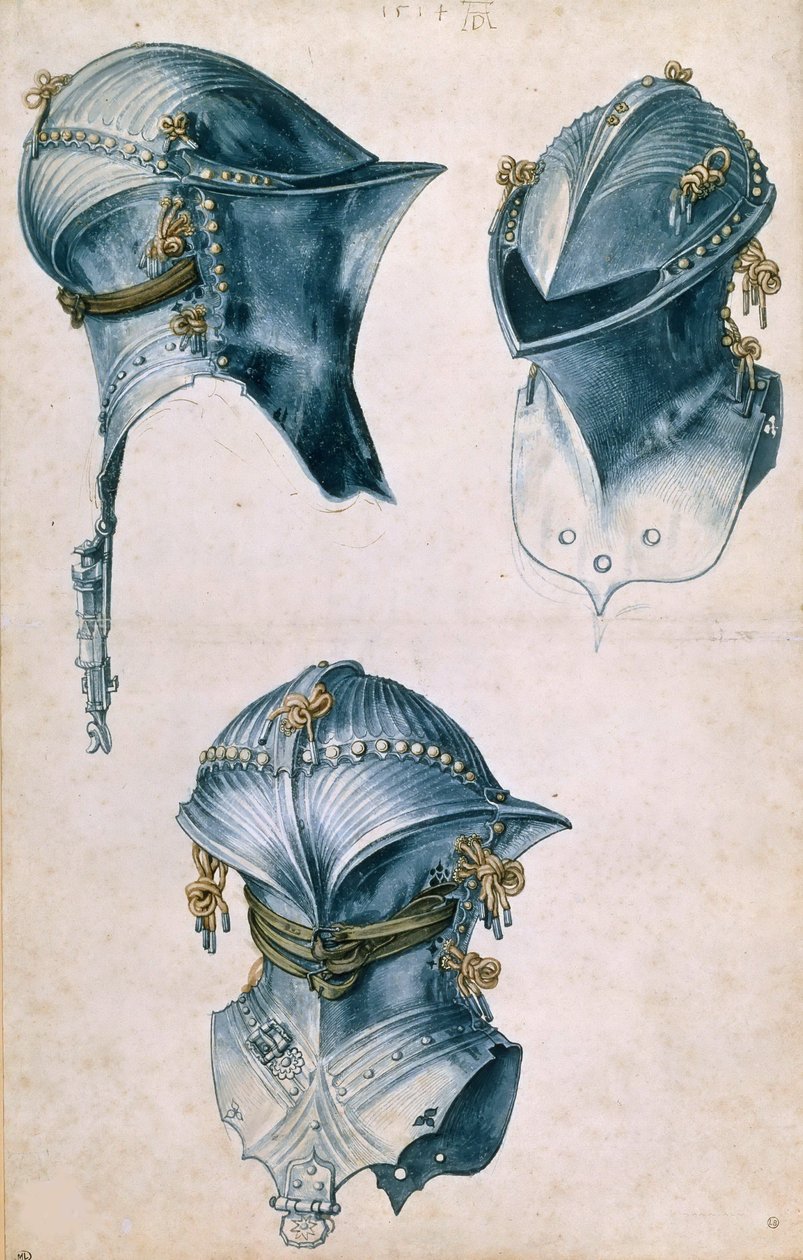 Three Views of a Jousting Hjelm, ca. 1500. af Albrecht Dürer