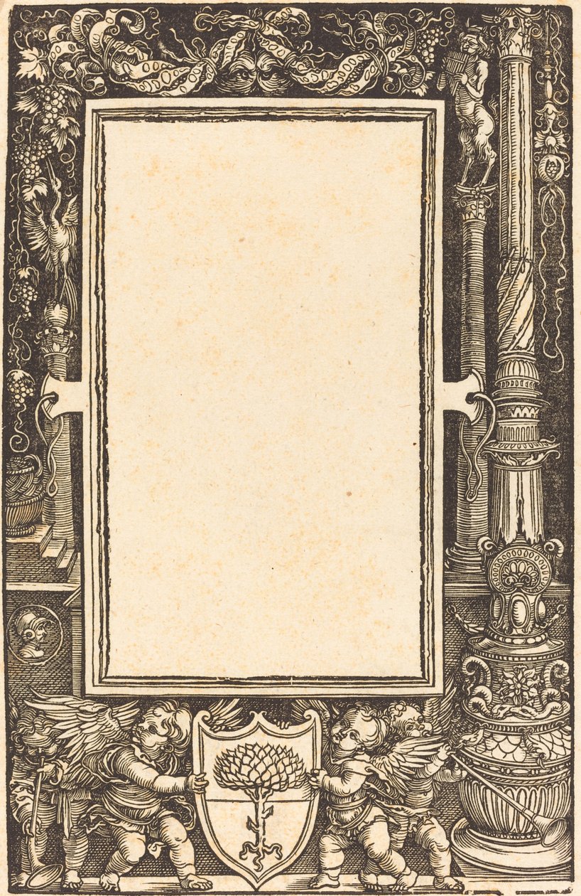 Titelgrænse med Putti, der holder Pirckheimer-våbenene, sandsynligvis 1513. af Albrecht Dürer