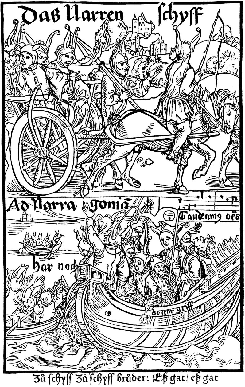 Titelside på en udgave af Fools Ship, af Sebastian Brant, 1494. af Albrecht Dürer