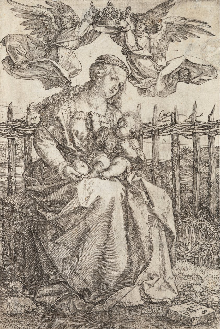 Jomfru Maria kronet af to engle af Albrecht Dürer