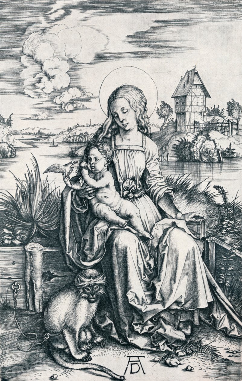 Jomfru og barn med en abe, 1506 1906 af Albrecht Dürer