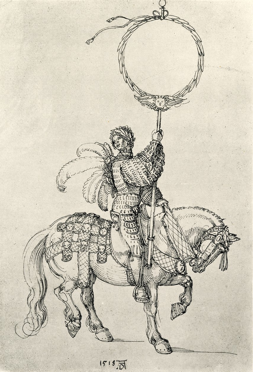 Ung rytter som kranseholder af Albrecht Dürer