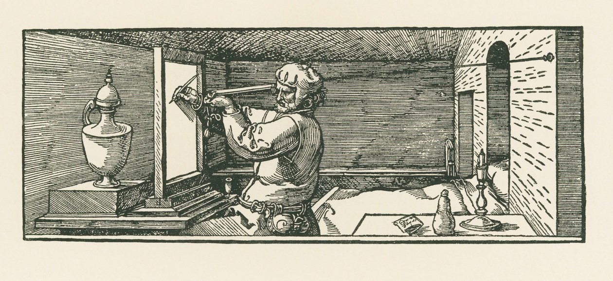 En mand, der tegner en dåse af Albrecht Dürer or Duerer