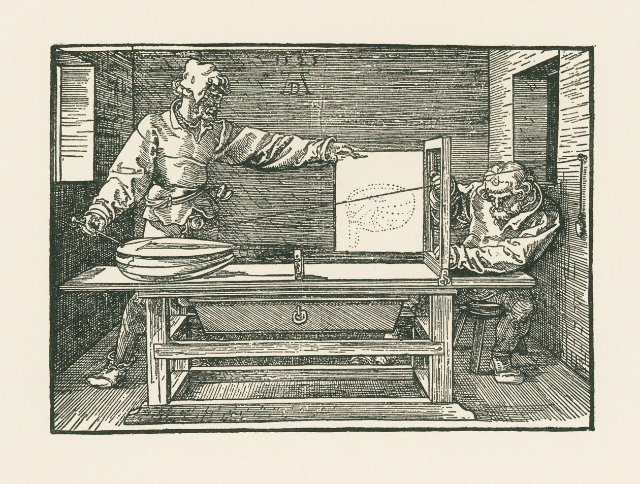 En mand trækker en lut af Albrecht Dürer or Duerer