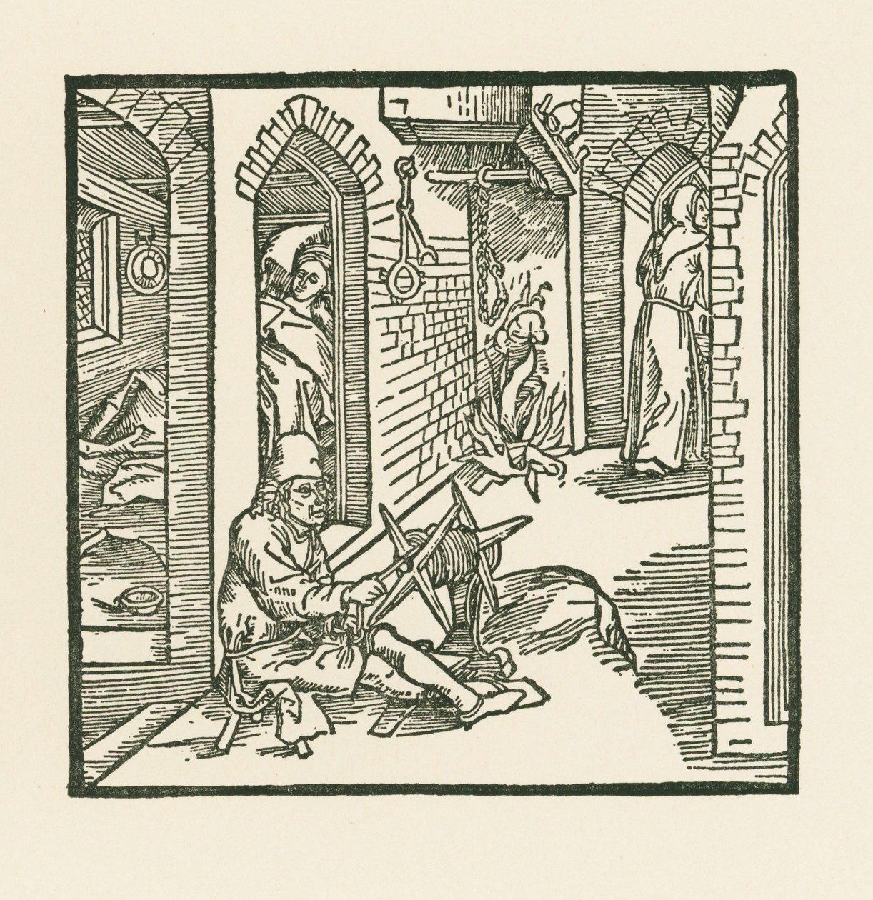 En rebslager ser en munk forlade sin utro kones kammer af Albrecht Dürer or Duerer