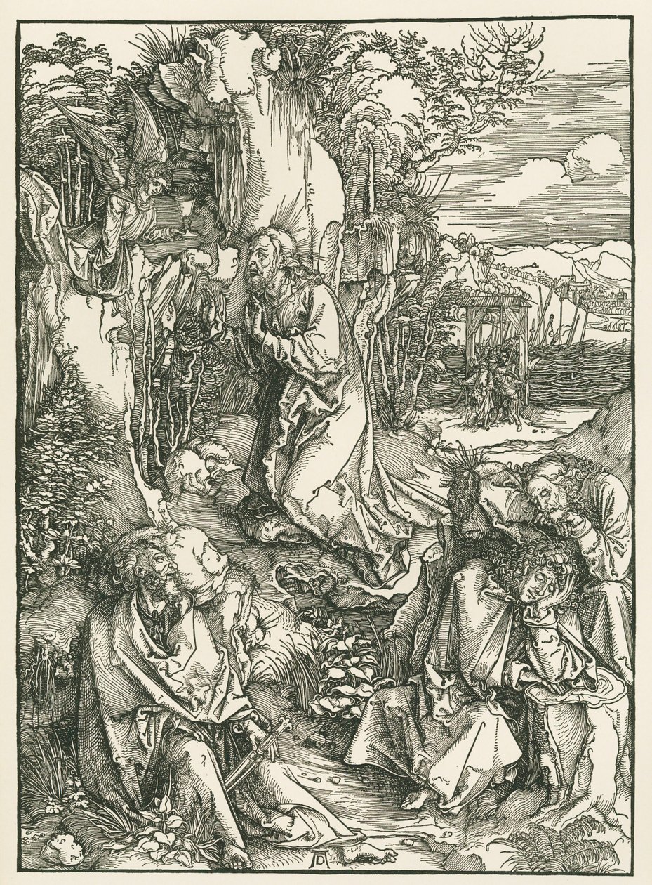 Agony in the Garden - Kristus på Oliebjerget, ca. 1496-97 (træsnit) af Albrecht Dürer or Duerer