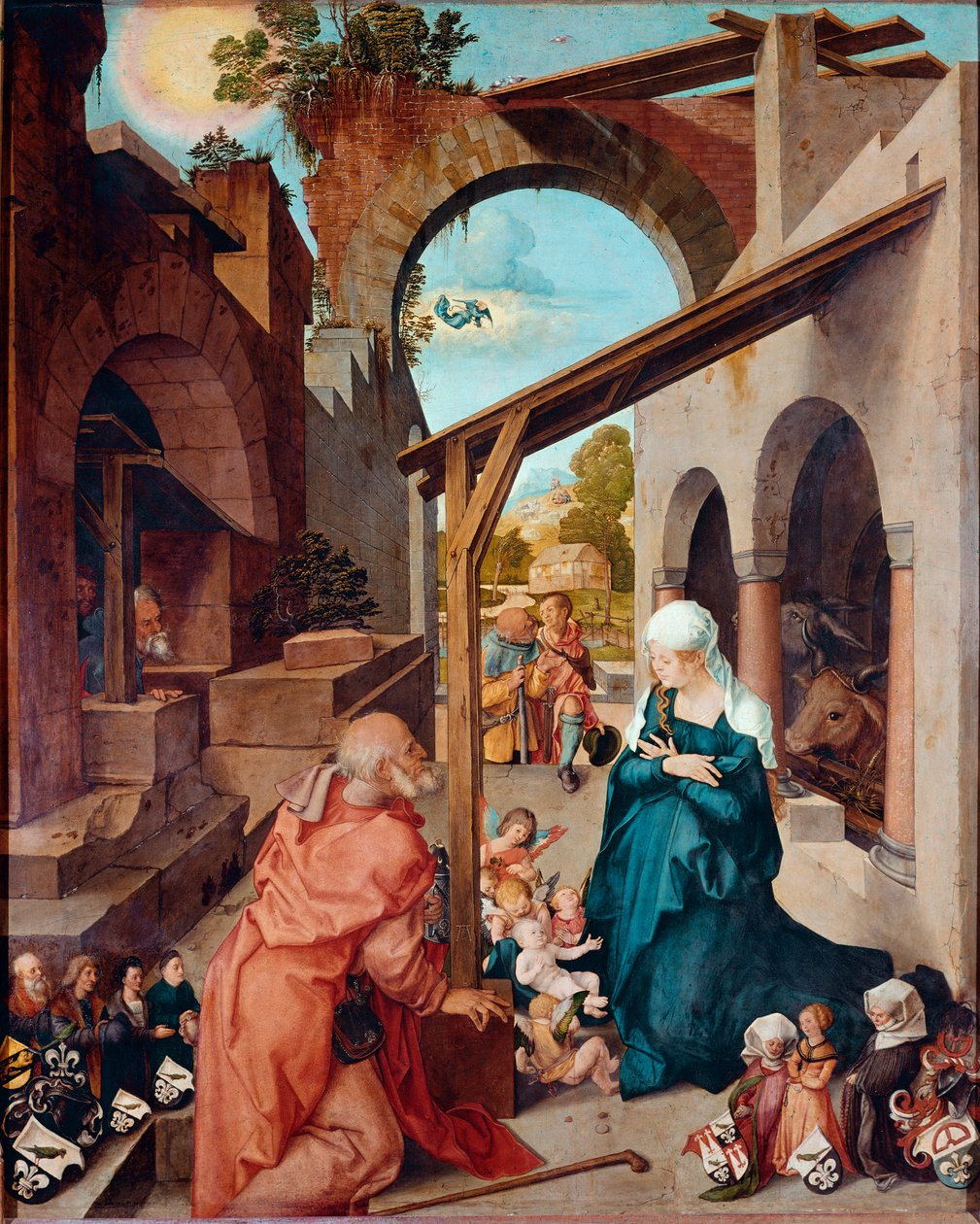 Altertavle Paumgartner: "" Nativite"" Maleri af Albrecht Durer (1471-1528) 1504 ca. Svag. 155x126 cm München, Alte Pinakothek af Albrecht Dürer