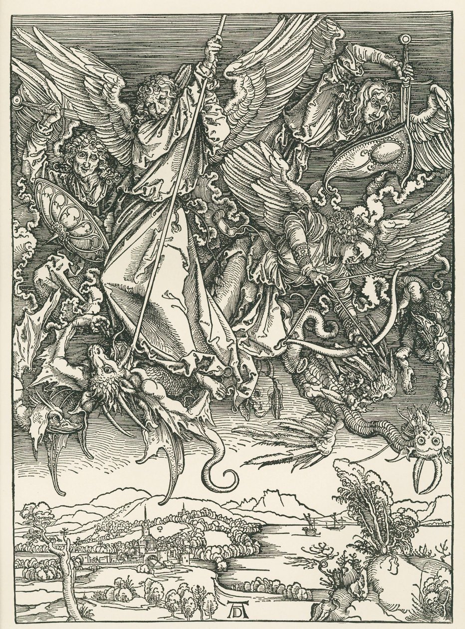 Ærkeenglen Michael kæmper mod dragen. Johannes