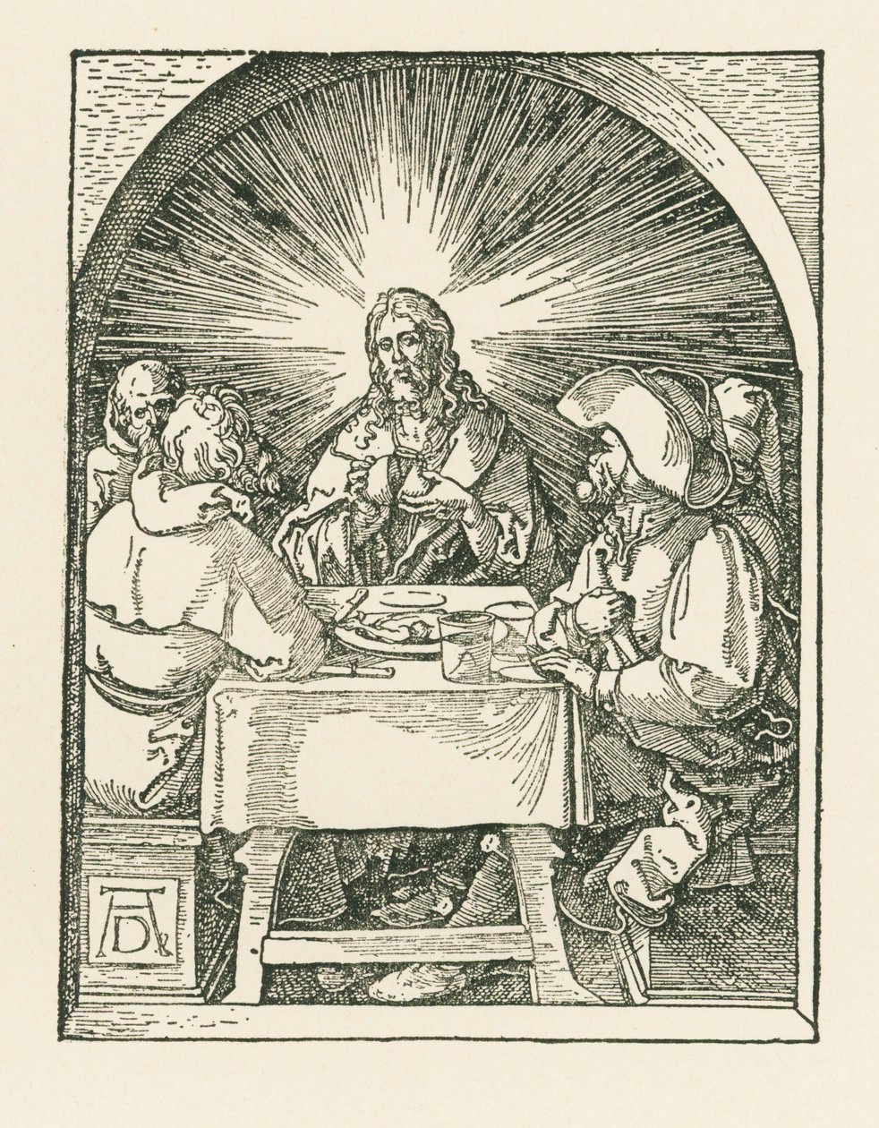 Kristus og disciplene ved Emmaus, ca. 1510 (træsnit) af Albrecht Dürer or Duerer