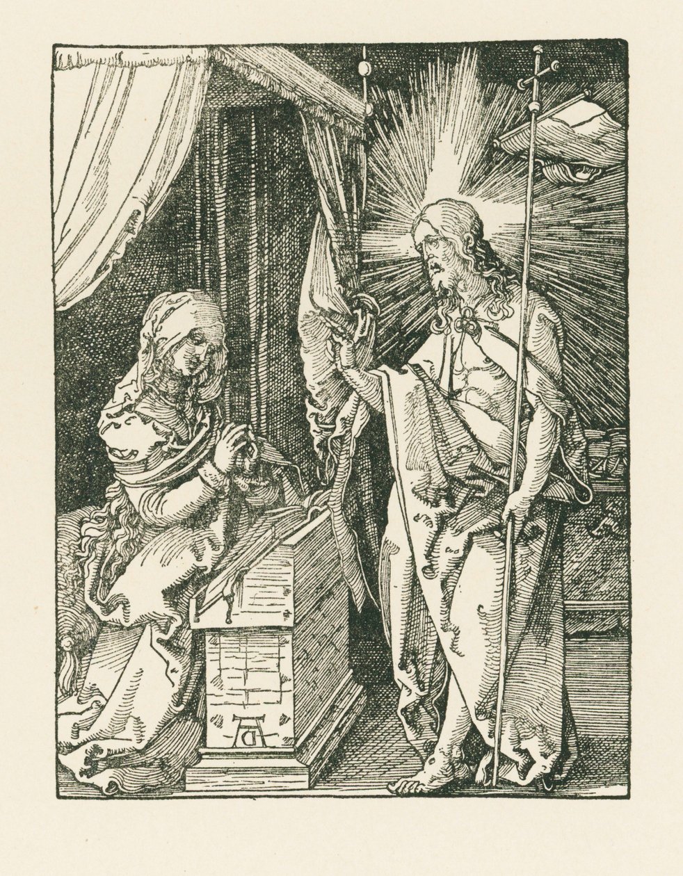 Kristus viser sig for sin mor, ca. 1510 (træsnit) af Albrecht Dürer or Duerer