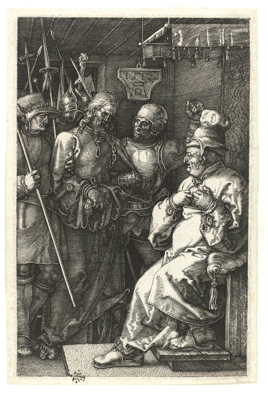 Kristus før Kajfas. 1512 (Burin gravering på kobber) af Albrecht Dürer
