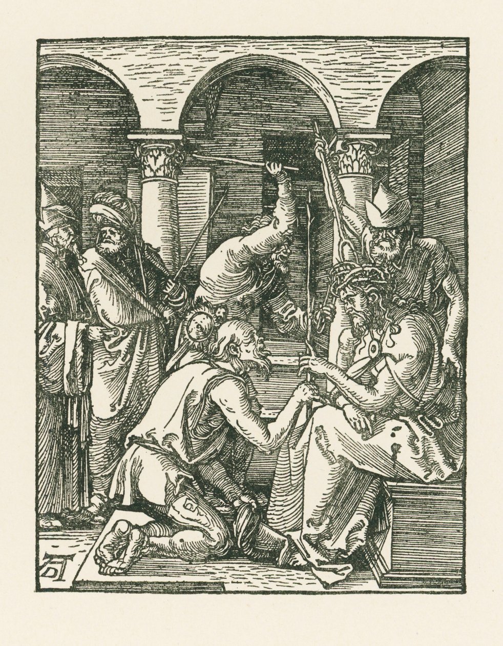 Kristus bliver kronet med torne, ca. 1509 (træsnit) af Albrecht Dürer or Duerer