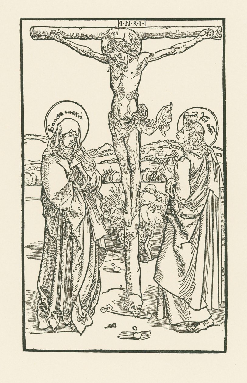 Kristus på korset med Jomfru Maria og Sankt Johannes af Albrecht Dürer or Duerer