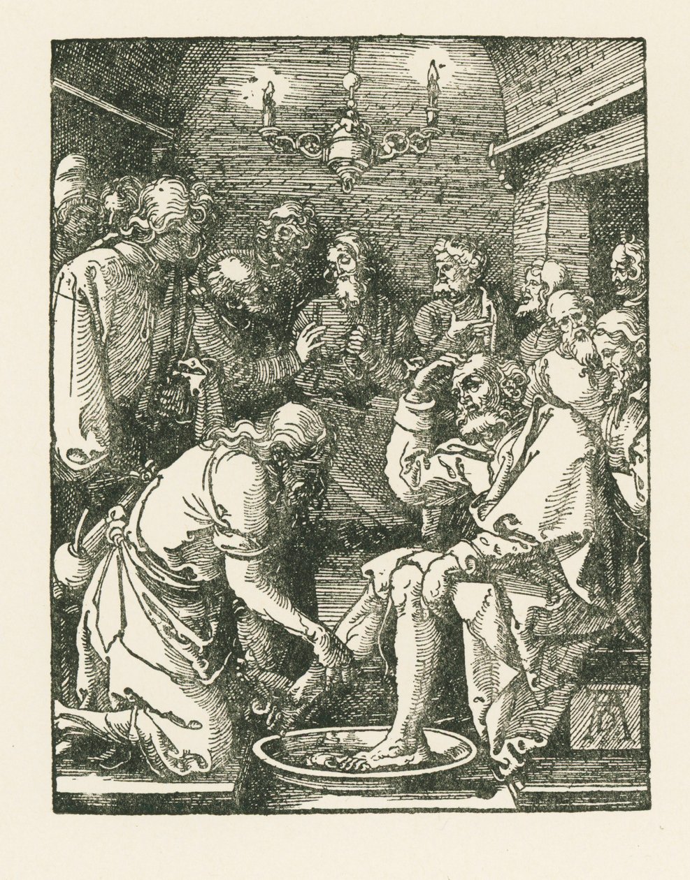 Kristus vasker Peters fødder, ca. 1508-08 (træsnit) af Albrecht Dürer or Duerer