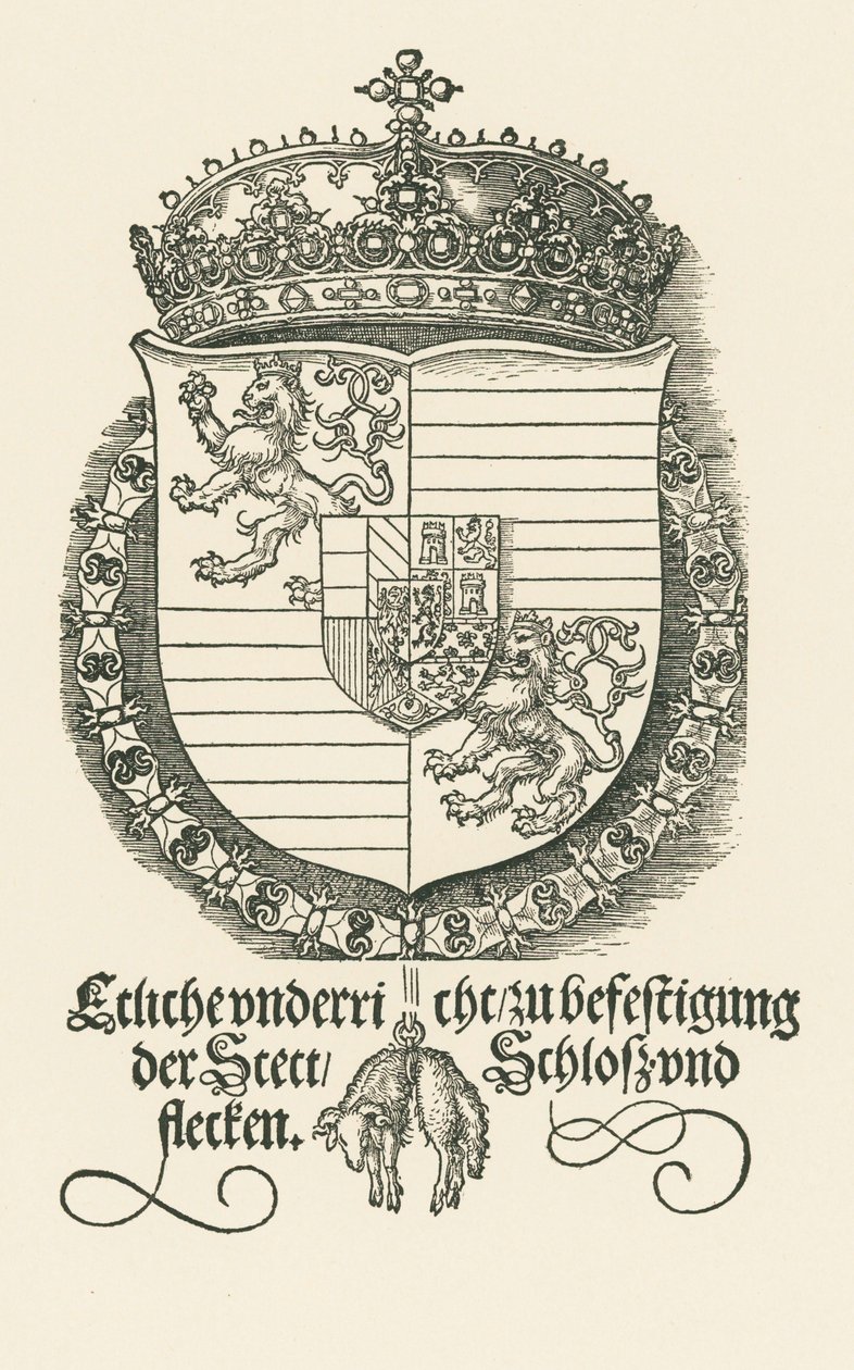 Våbenskjold for Ferdinand I, konge af Bøhmen og Ungarn af Albrecht Dürer or Duerer