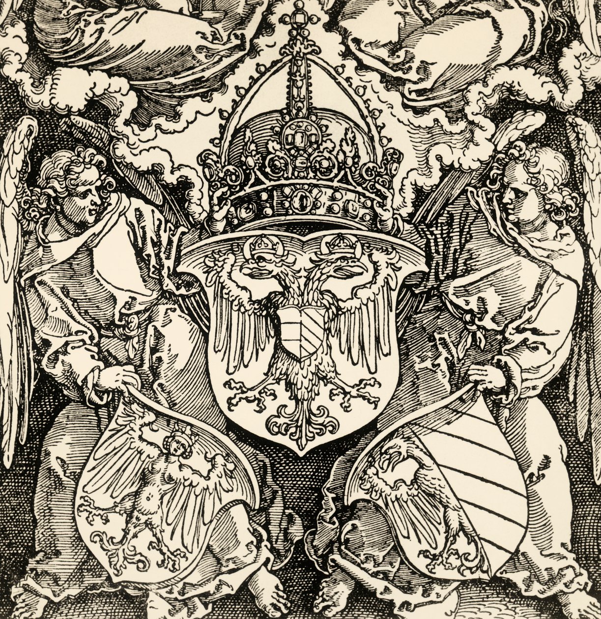 Det germanske riges våbenskjold, af Albrecht Durer (1471-1528), gravering, Tyskland af Albrecht Dürer