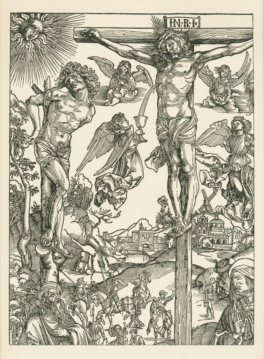 Korsfæstelse (Den store Golgata), ca. 1496-00 (træsnit) af Albrecht Dürer or Duerer
