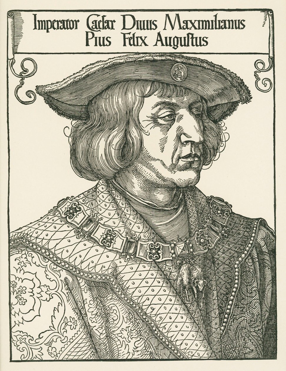 Kejser Maximilian I, ca. 1519 (træsnit) af Albrecht Dürer or Duerer