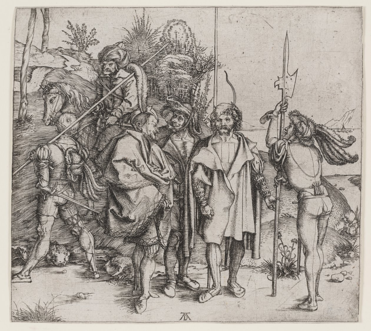 Five Soldiers and a Turk on Horseback, 1495-96dani af Albrecht Dürer
