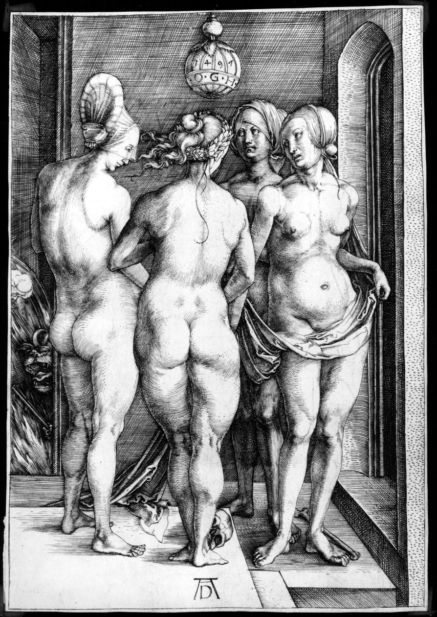 Fire nøgne kvinder eller heksene af Albrecht Dürer