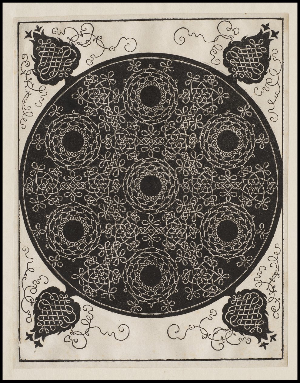 Fjerde knude, 7 cirkulære grupper af knob med sorte centre, ca. 1506 af Albrecht Dürer