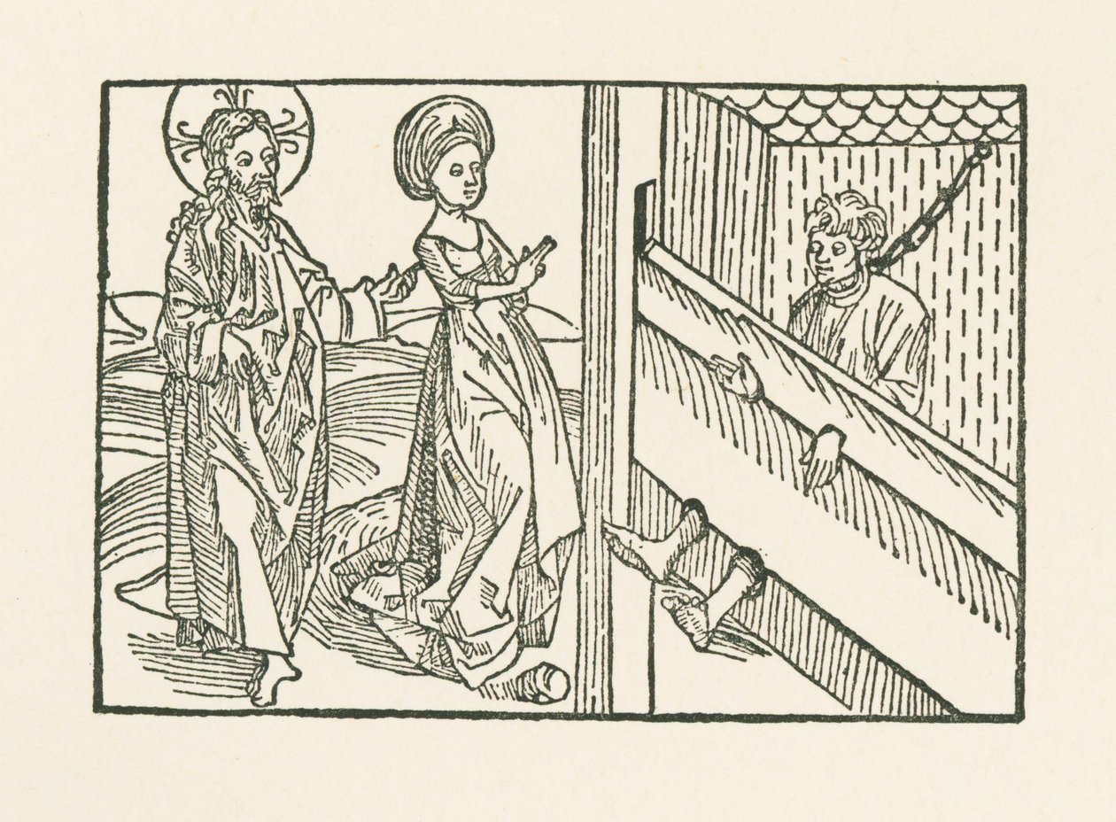 Fjerde barmhjertighedsgerning: Medlidenhed med manden, der er blevet straffet for hårdt af Albrecht Dürer or Duerer