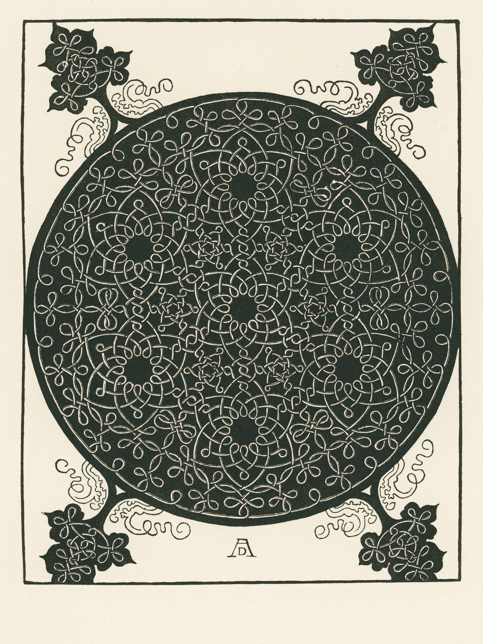 Knude med lille sort cirkel i midten, som gentages seks gange af Albrecht Dürer or Duerer
