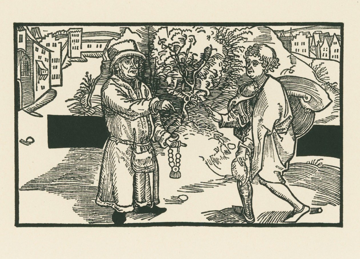 Laches og Parmeno, ca. 1492-93 (træsnit) af Albrecht Dürer or Duerer