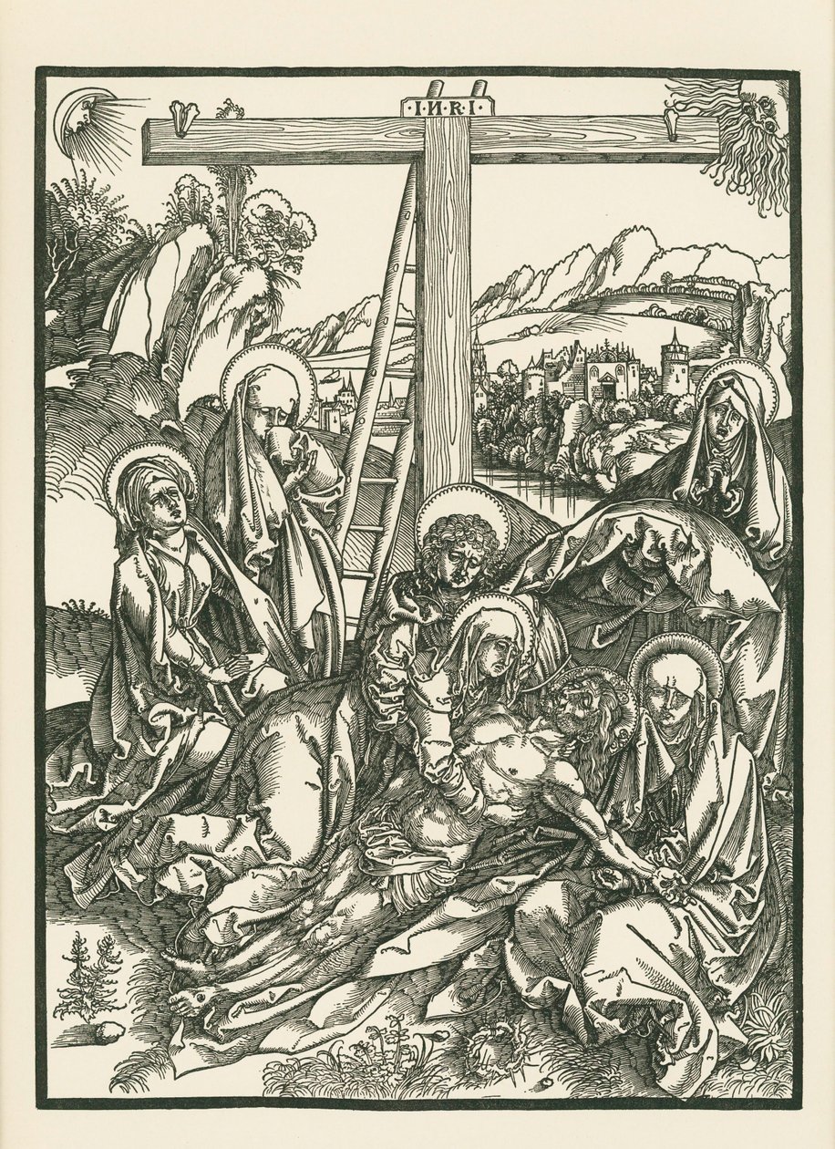 Klagesang for Kristus, ca. 1500 (træsnit) af Albrecht Dürer or Duerer