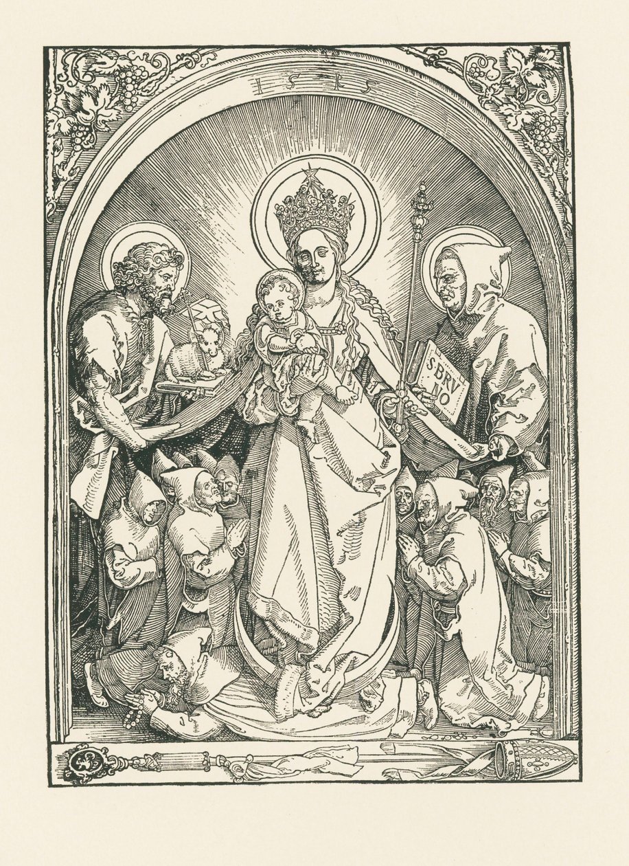 Madonna med kartusianermunke, de hellige Johannes Døberen og Bruno af Albrecht Dürer or Duerer