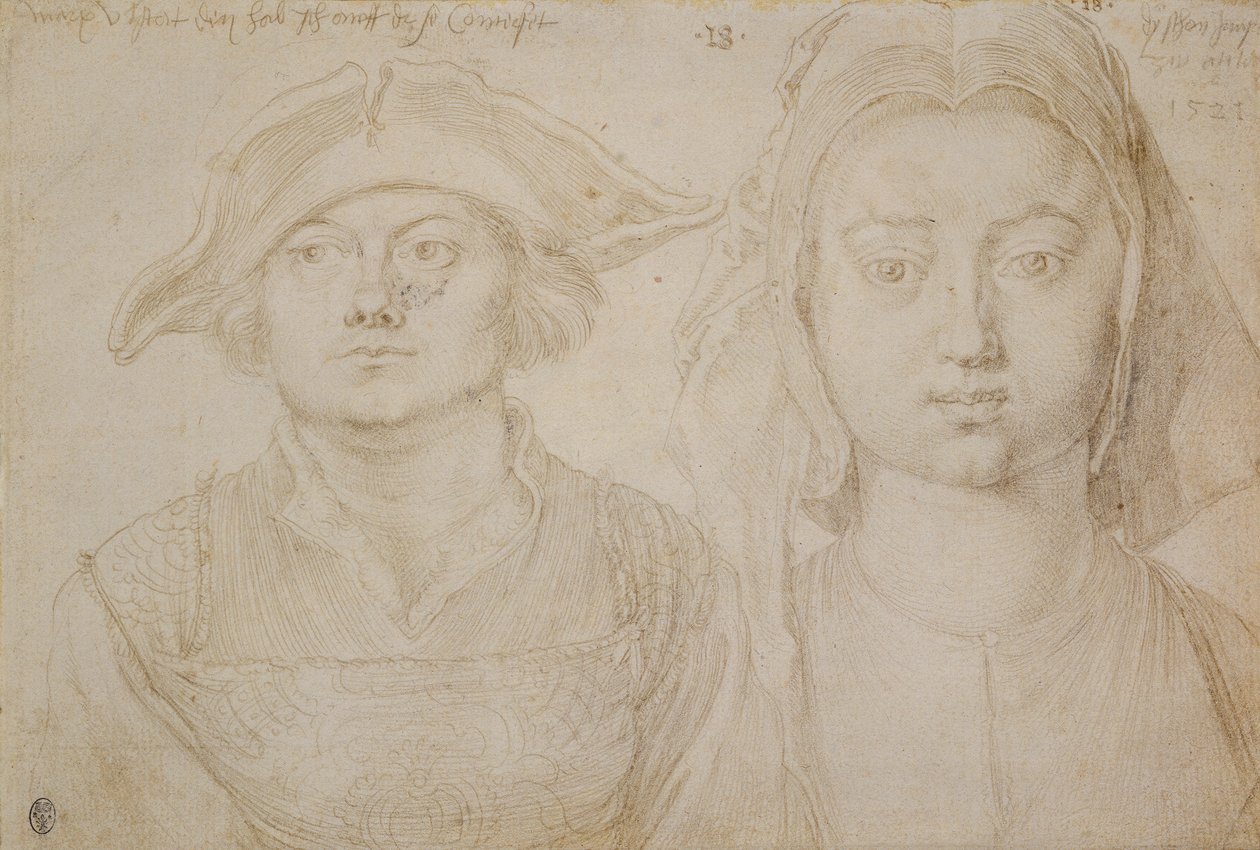Marx Ulstat; Den smukke unge kvinde fra Antwerpen, ca. 1520-21 (sølvspids, grundet på elfenbensfarvet papir) af Albrecht Dürer or Duerer