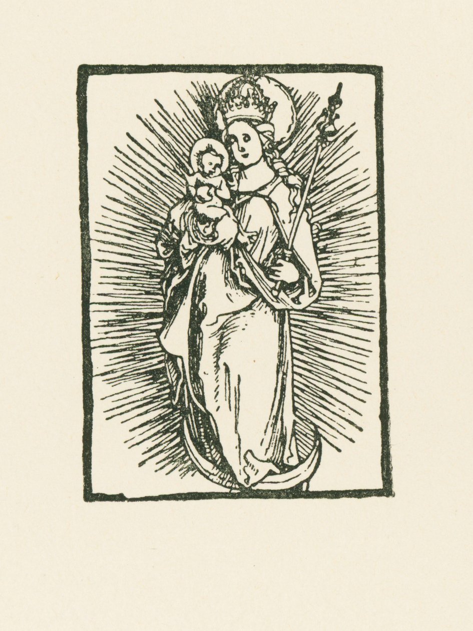 Jomfru Maria som himmeldronning i solen af Albrecht Dürer or Duerer
