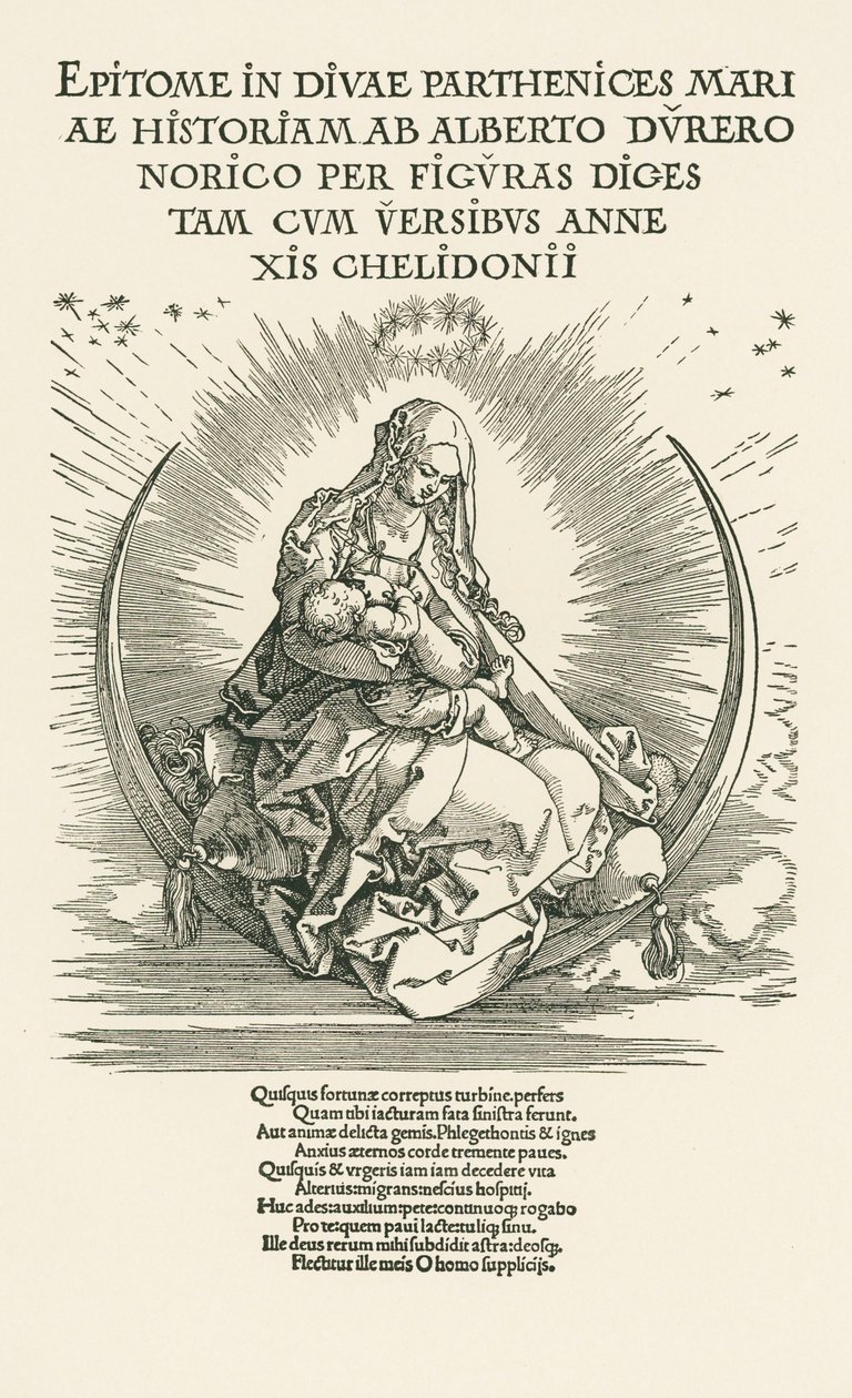 Mary Virgin with Child in Glory, ca. 1511 (træsnit) af Albrecht Dürer or Duerer