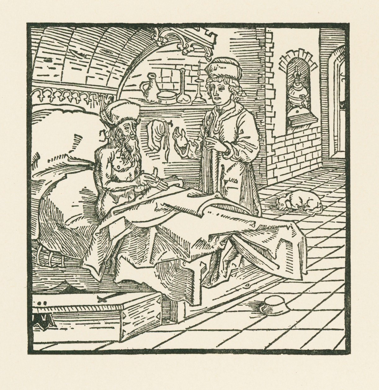 Mester Cato giver på sit dødsleje gode instruktioner til sin søn af Albrecht Dürer or Duerer