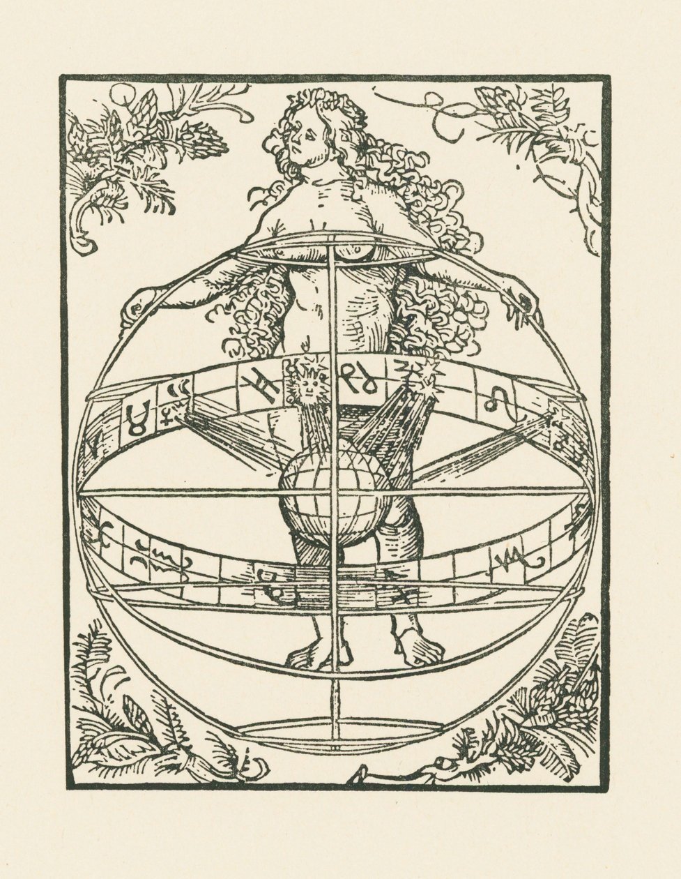 Nøgen kvinde med stjernetegn, ca. 1502-03 (træsnit) af Albrecht Dürer or Duerer